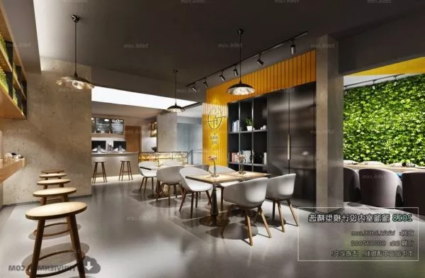Minimalist Coffee Drink Shop Interior Scene 3d model Minimalist Coffee Drink Shop Interior Scene 3d model
