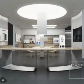 Hi-tech Showroom Minimalist Shop Interior Scene 3d model