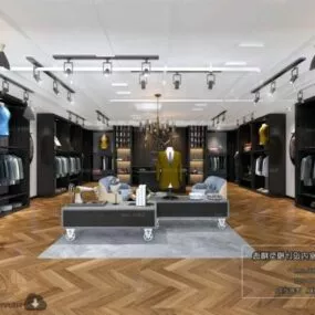 Modern Style Clothing Store Interior Scene 3d model