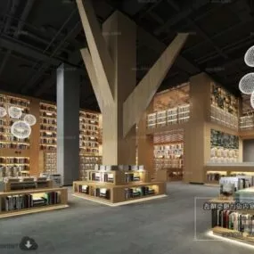 Education Library Space Interior Scene 3d model