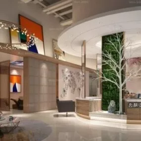 Round Space Lounge Reception Interior Scene 3d model
