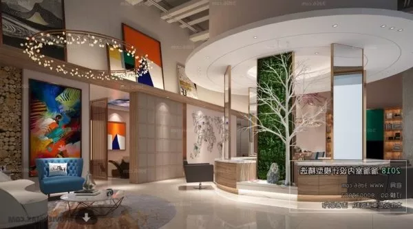 Round Space Lounge Reception Interior Scene 3d model Round Space Lounge Reception Interior Scene 3d model