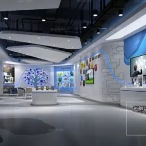 Modern Company Hall Space Interior Scene 3d model