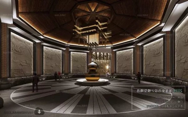 Large Office Hall Meeting Space 3d model