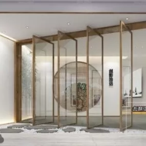 Chinese Minimalist Showroom Interior Scene 3d model