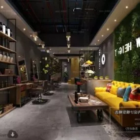 Tea Shop Interior Scene 3d model