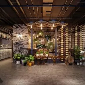 Industrial Bbq Restaurant Interior Scene 3d model