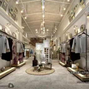 Fresh Fashion Store Interior Scene 3d model