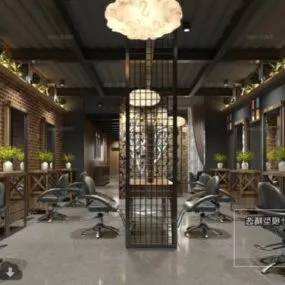 Industrial Office Workspace Interior Scene 3d model