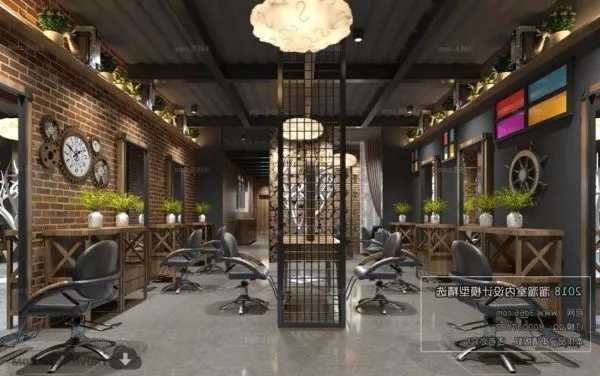 Open Office Space With Cabinet 3d model