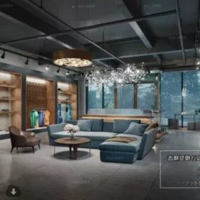 Fashion Store Lounge Space Interior Scene 3d model