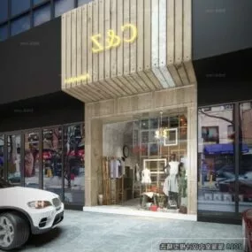 Nordic Style Fashion Store Exterior Interior Scene 3d model