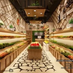 Fruit Vegetable Restaurant Interior Scene 3d model