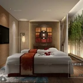 Modern Spa Massage Room Interior Scene 3d model