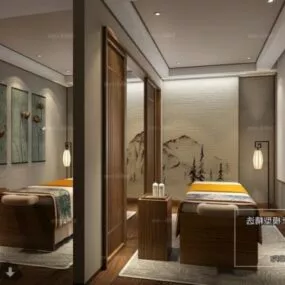 Chinese Spa Massage Room Interior Scene 3d model