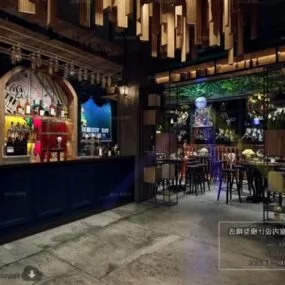 Industrial Style Night Club Interior Scene 3d model