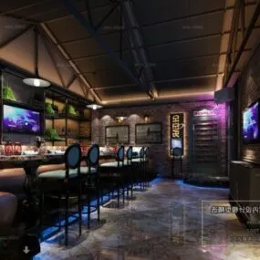 Industrial Style Karaoke Room Interior Scene 3d model