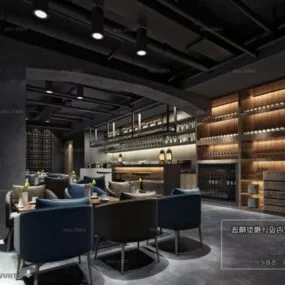 Modern Dinning Restaurant Interior Scene 3d model