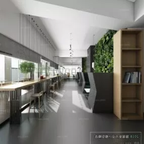 Modern Drink Restaurant Interior Scene 3d model