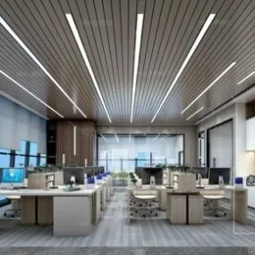 Clean Design Office Work Space Interior Scene 3d model