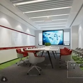 White Conference Space Interior Scene 3d model