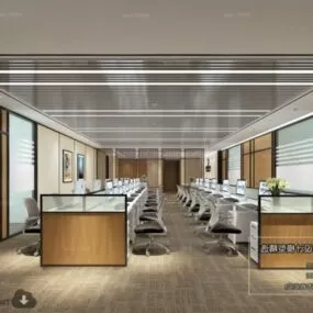 Office Workspace Full Set Interior Scene 3d model