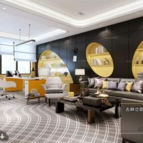 Stylized Office Living Room Interior Scene 3d model