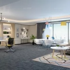 Contemporary Office Manager Workspace Interior Scene 3d model
