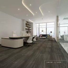 Minimalist Boss Workspace Interior Scene 3d model
