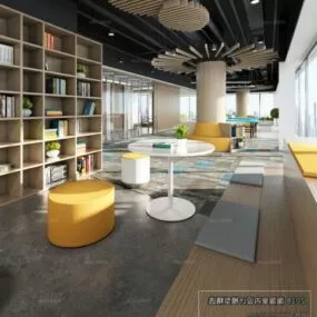 Coffee Book Restaurant Interior Scene 3d model