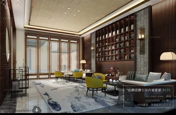 Chinese Home Library Interior Scene 3d model Chinese Home Library Interior Scene 3d model