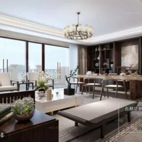 Modern Apartment Living Room Interior Scene 3d model