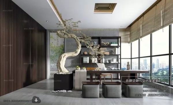 Bonsai Decor Living Room Interior Scene 3d model Bonsai Decor Living Room Interior Scene 3d model
