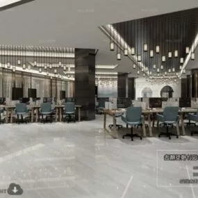 Company Beautiful Workspace Interior Scene 3d model
