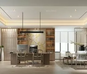 Elegant Office Manager Work Room Interior Scene 3d model