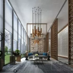 Luxury Living Room Hall Interior Scene 3d model