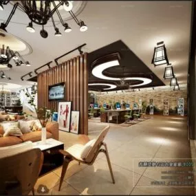 Studio Workspace Interior Scene 3d model