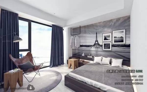 Hotel Interior Lobby Decorative With Lighting 3d model