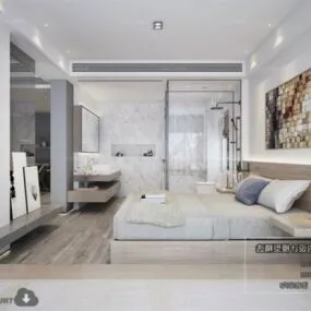 Modern Luxury Hotel Room Interior Scene 3d model