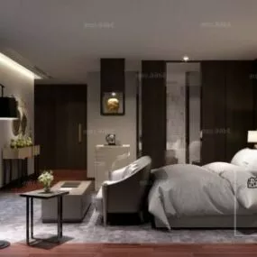 Modern House Bedroom Interior Scene 3d model