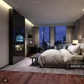 Hotel Bedroom Interior Scene 3d model