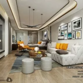 Apartment Small Studio Room Interior Scene 3d model