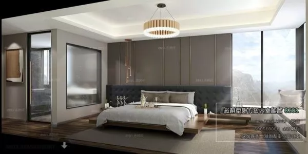 Modern Bedroom With Large Windows Interior Scene 3d model Modern Bedroom With Large Windows Interior Scene 3d model