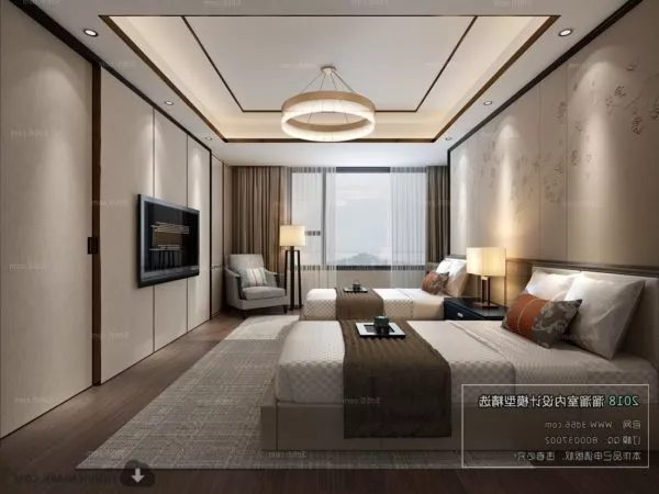 Elegant Hotel Twin Bedroom Interior Scene 3d model Elegant Hotel Twin Bedroom Interior Scene 3d model