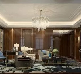 Luxury Workspace With Sofa Interior Scene 3d model