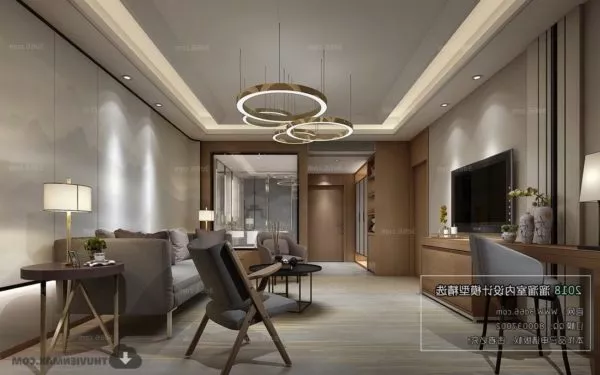 Hotel Corridor Interior With Lighting Decoration 3d model