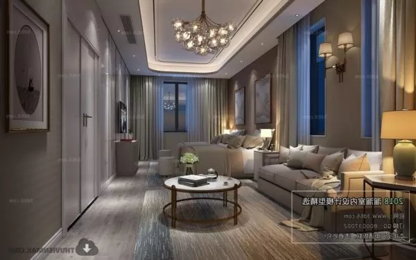 Twin Bed Hotel Room Interior Scene 3d model Twin Bed Hotel Room Interior Scene 3d model