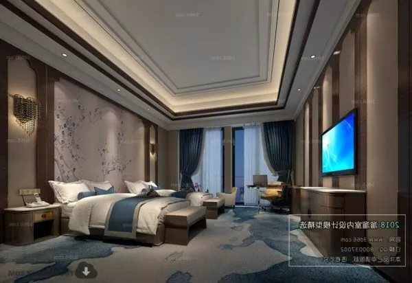 Two Bed Hotel Room Interior Scene 3d model Two Bed Hotel Room Interior Scene 3d model