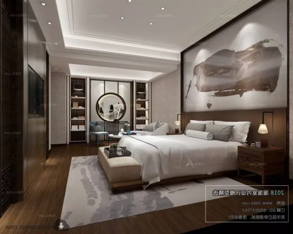 Chinese Modern Bedroom Interior Scene 3d model Chinese Modern Bedroom Interior Scene 3d model