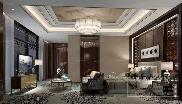Vintage Style Chinese Bedroom Interior Scene 3d model Vintage Style Chinese Bedroom Interior Scene 3d model